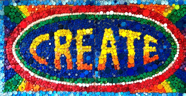 colored blocks spelling the word Create